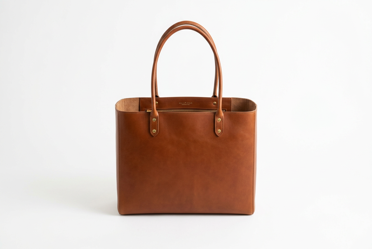Borsa fotografata in studio su fondo neutro per il packshot di catalogo